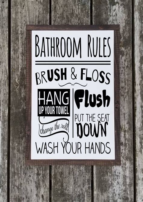 Bathroom Sign Bathroom Decor Farmhouse Sign Flush Wood Sign Home Décor