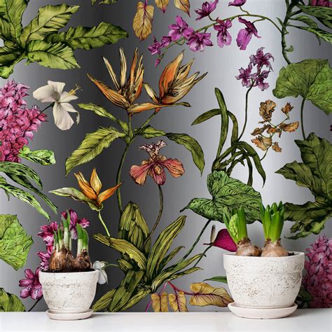 Tropical Hothouse Botanical Wallpaper By Terrarium Designs