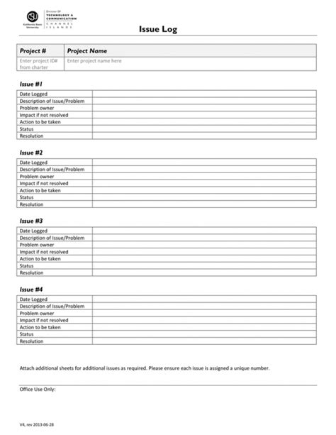 Sample Project Issue Log Template In Word And Pdf Formats It Issues Log
