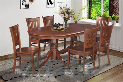 Seats 8 or more naswith double pedestal extendable dining table. 9 PC OVAL DINETTE KITCHEN DINING ROOM SET 42"x78" TABLE ...