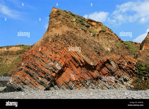 Sandy Bay Rock Strata Geology North Cornwall Atlantic Coast England Uk