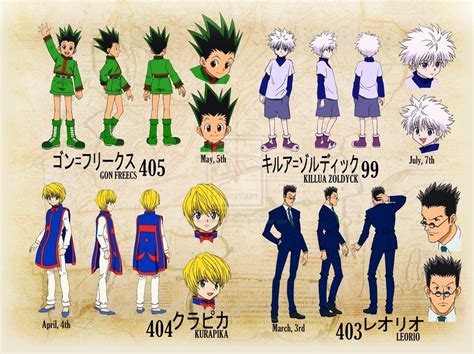 Character Designs Of Gon Killua Kurapika And Leorio It Even Has