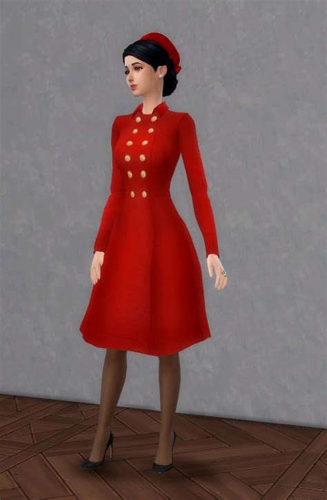 🌸royal Cc🌸 Sims 4 Dresses Red Coat Dress Sims 4 Clothing