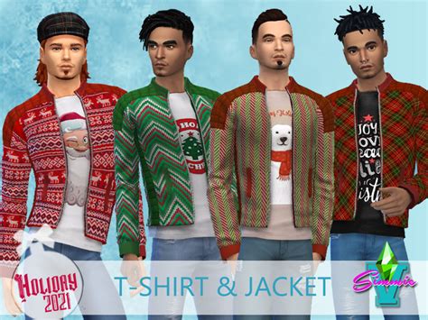 The Sims Resource Simmiev Holiday21 Tee With Jacket Plaid Coat Outfit