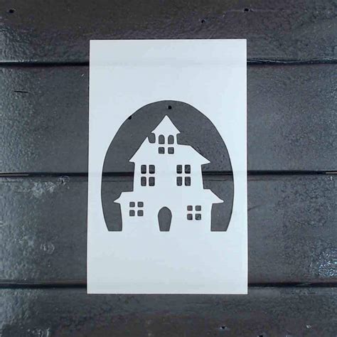 Haunted House Stencil Halloween Reusable Stencil Washable Etsy