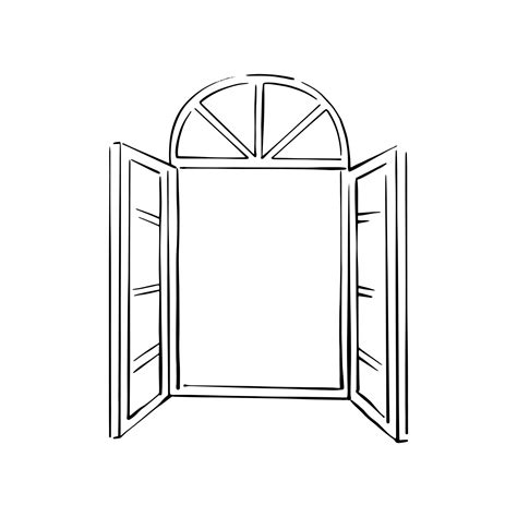 Open Window Sketch On Isolated Background Element Of Architecture