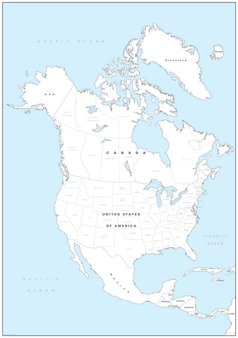 Map Of North America Printable Map