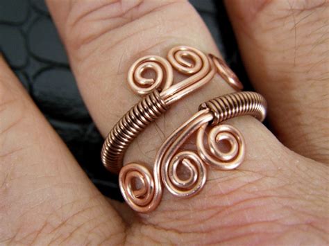 Adjustable Copper Spiral Wire Wrapped Ring Hand Crafted Original Design