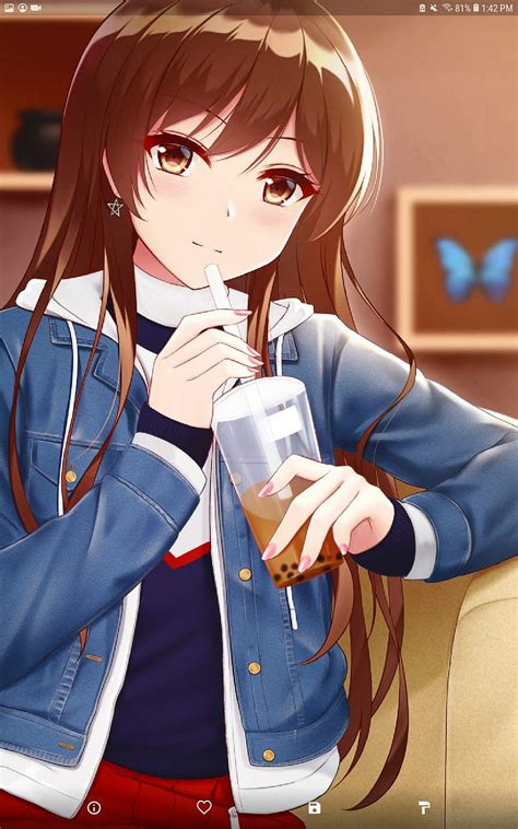 Cute Anime Girl Drinking Boba Bubble Tea Laptop Hd Phone Wallpaper Hot Sex Picture