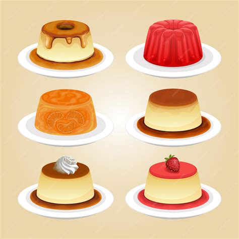 Premium Vector Pudding Sweet Dessert Vector Set Illustration