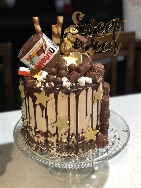 Sweet 16 Nutella Chocolate Drip Overload Cake Nutella Birthday Cake Sweet 16 Birthday Cake