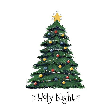 Holy Night Christmas Tree Vector 169625 Vector Art At Vecteezy