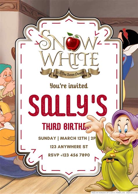 Snow White And The Seven Dwarfs Birthday Invitation Download Hundreds