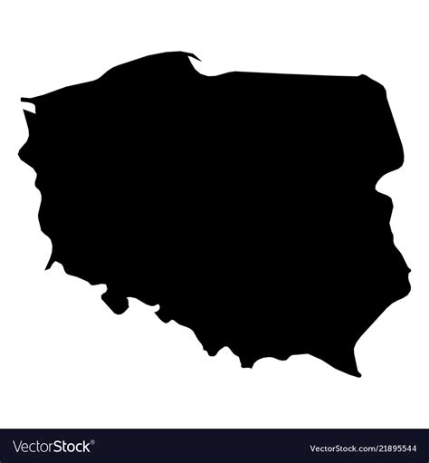 Poland Solid Black Silhouette Map Of Country Vector Image