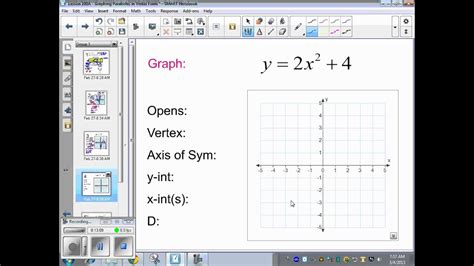 Saxon Algebra 2 Lesson 100a Graphing Parabolas In Vertex Form Youtube
