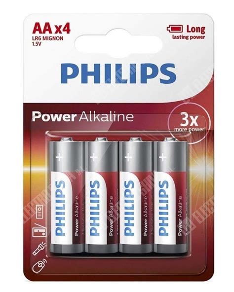 Pila Alcalina Philips Power Alkaline Aa Lr6 15v Blister De 4