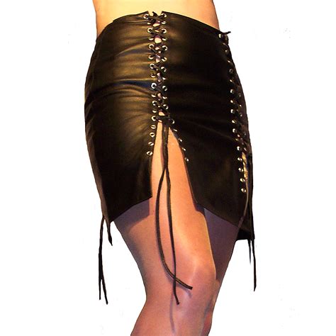Womens Sexy Four Split Leather Skirt