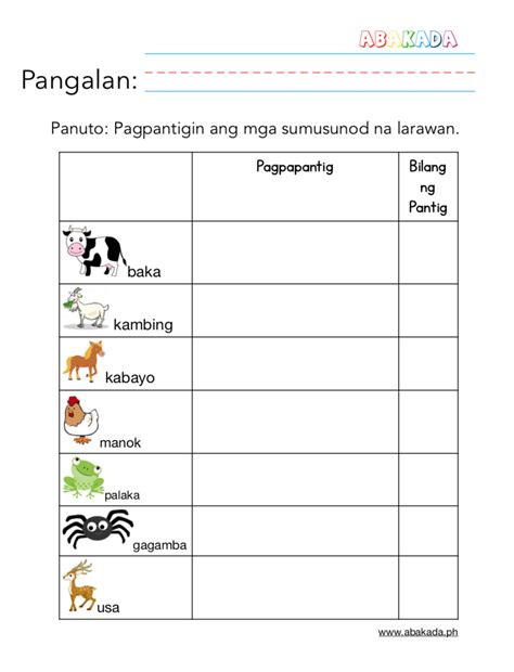 Pagpapantig Grade Sosabas