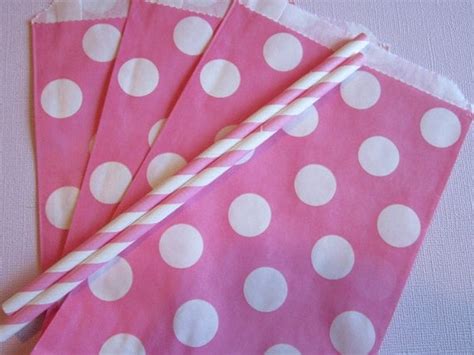 12 Pink White Polka Dot Favor Bags By Dkdelektables On Etsy