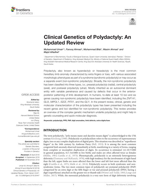 Pdf Clinical Genetics Of Polydactyly An Updated Review