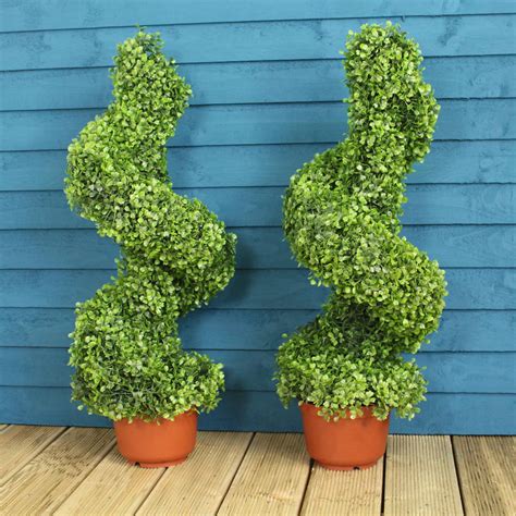 Pair Of Artificial Topiary Swirl Trees By Garden Selections