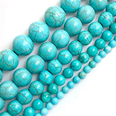 Blue Turquoise Howlite Stone Gemstone Round Loose Beads Mm Mm Mm