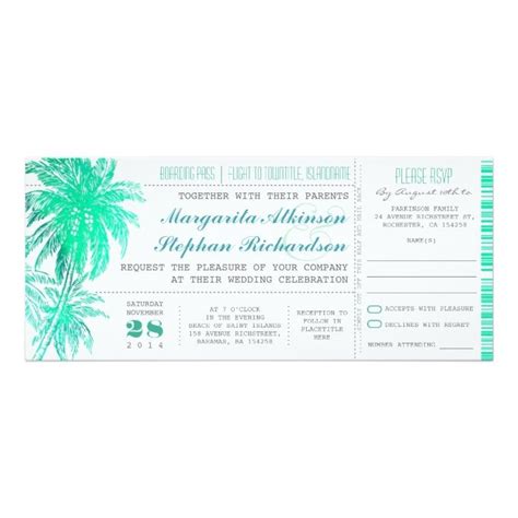 Je nach design stehen ihnen auch silberfolie oder roségoldfolie zur verfügung. Tropical teal beach wedding tickets -boarding pass ...