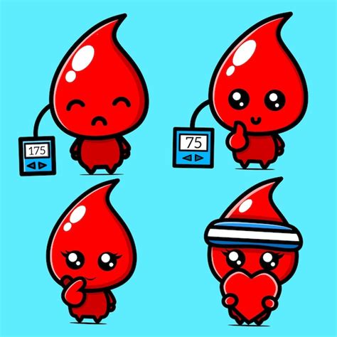 Premium Vector Cute Blood Drop Character Kawaii Designs