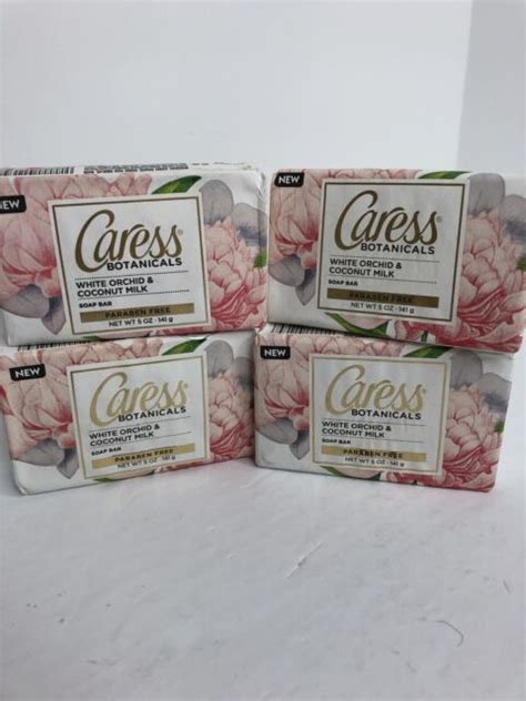 4 Caress Botanicals White Orchid And Coconut Milk Soap Bars 5 Oz Each Ebay