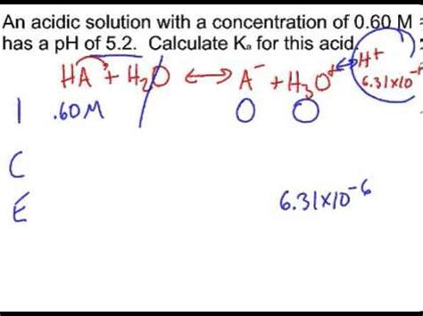 (c) selenous acid, h2seo3, pka1= 2.46; Finding Ka of a weak acid from pH - YouTube
