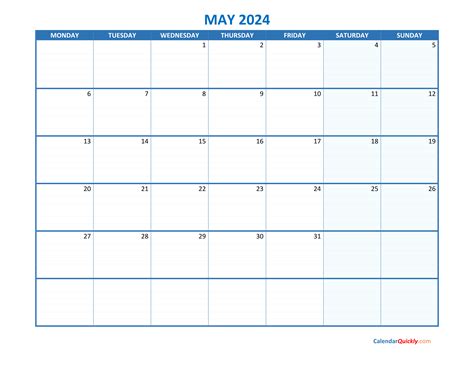 April Monday 2023 Blank Calendar Calendar Quickly