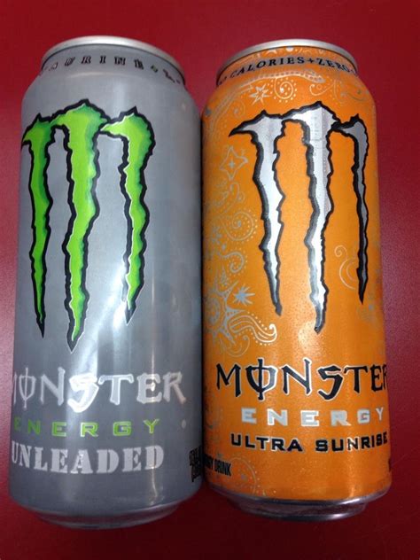 Monster Energy Drink Unleaded And Ultra Sunrise 16oz Cans1 Full Can Of