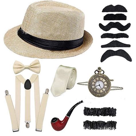 Smt🛕qm Halloween Great Gatsby Cosplay Costume 1920s Mens Gangster