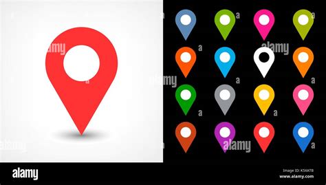 Map Pin Sign Location Icon With Drop Shadow In Flat Simple Style White