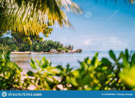 La Digue Rocky Beaches On Seychelles Islands Summer Season Vacation In