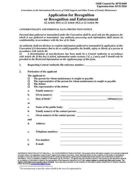 Form 1 Application Form For Recognition Or Enforcement Pdf Cheque
