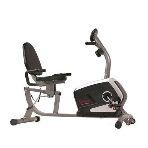 Sunny Health Fitness Stationary Magnetic Workout Recumbent Exercise Cycle Bike Adjustable