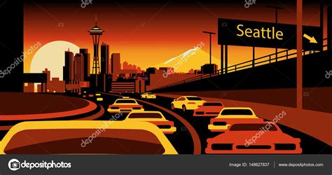 Seattle Vector Skyline Stock Vector Image By ©mauromod 148627837