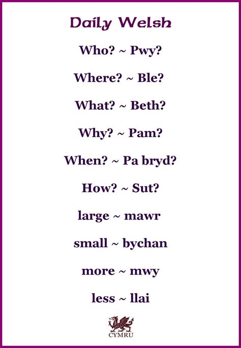 Daily Welsh Welsh Words Welsh Language Learn Welsh