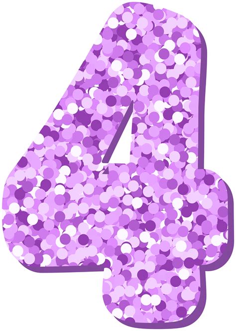 Pink Glitter Number 4 Png