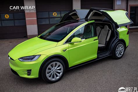 Tesla Model X 100 D Acid Green Car Wrap Poland