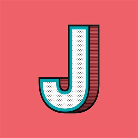 Download Free Psd Image Of Letter J 3d Halftone Effect Typography Psd