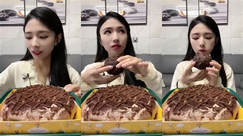 ASMR Chinese Mukbang Ice Cream Big Size Dessert Chocolate Cake Fully