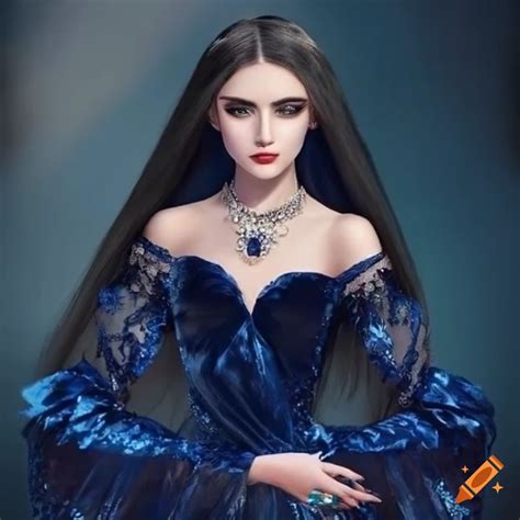 Image Of A Stunning Princess In A Blue Sequin Dress