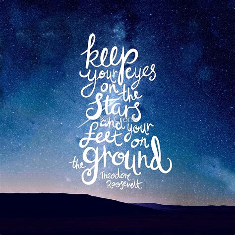 Keep Your Eyes On The Stars Hand Lettered Quote White By Kit Cronk