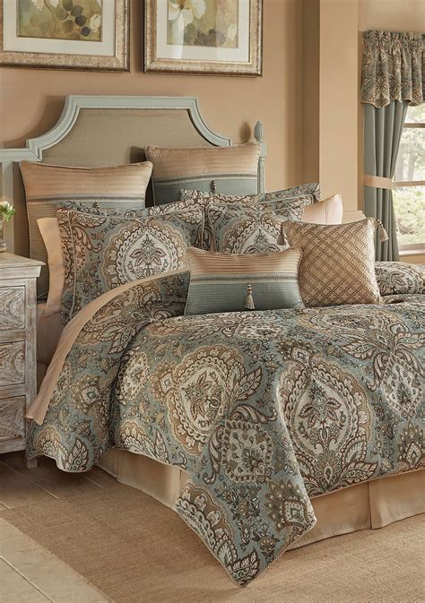 A stunning floral damask pattern rendered in shades of clean ivory and taupe lends stylish elegance to the beautiful blue ground of this gabrijel comforter set from croscill and any room's look. Croscill Rea Comforter Set | Bedroom comforter sets ...