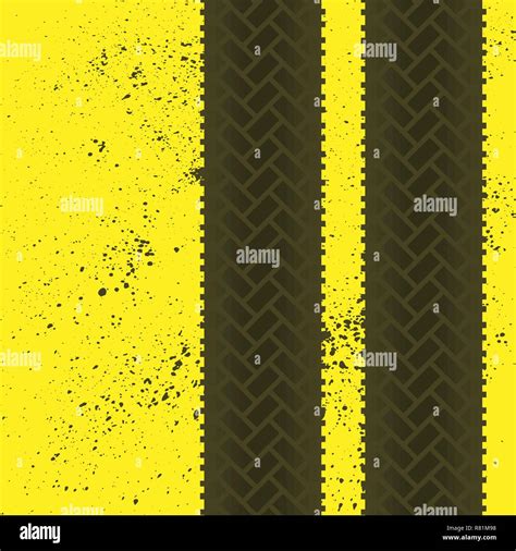 Grunge Yellow Background With Dark Tire Tracks Stock Vector Image And Art