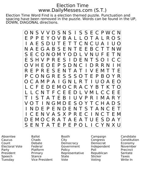 Daily Messes Elections Word Find