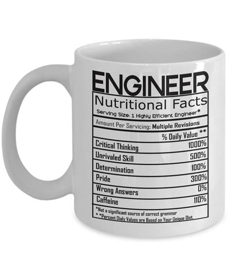 Engineer Coffee Mug Engineering Ts Engineer Nutritional Facts Label