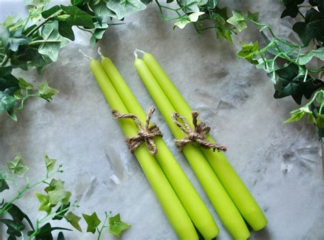Lime Green Tapered Candles Dinner Candles Vegan Candles Etsy